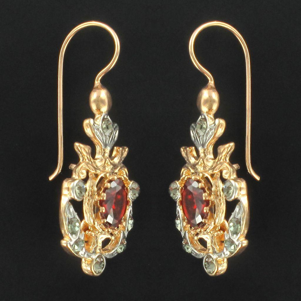 Italian Antique Style Crystal Vermeil Lever, Back Earrings In New Condition In Poitiers, FR