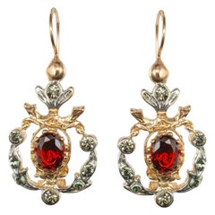 Italian Antique Style Crystal Vermeil Lever, Back Earrings