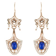 Italienische Vermeil-Ohrringe im antiken Stil mit baumelnden Ohrringen