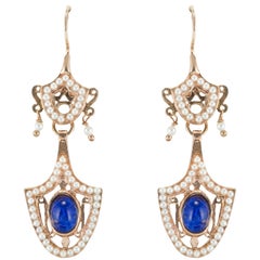 Italian Antique Style Vermeil Dangle Earrings