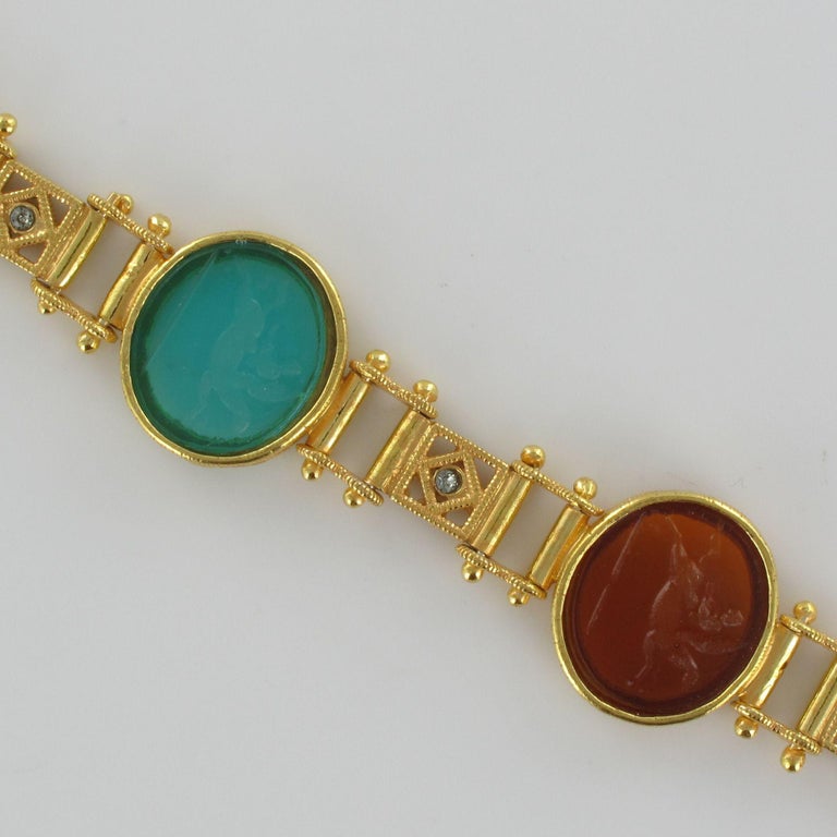 Italian Antique Style Vermeil Intaglio Bracelet at 1stDibs