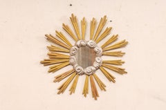 Italian Antique Sunburst Mirror, 2.5' Round