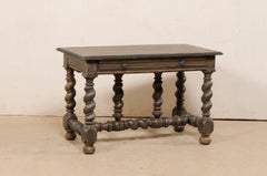 Italian Antique Table w/Single Drawer Raised on Boldly Carved Legs & Stretchers