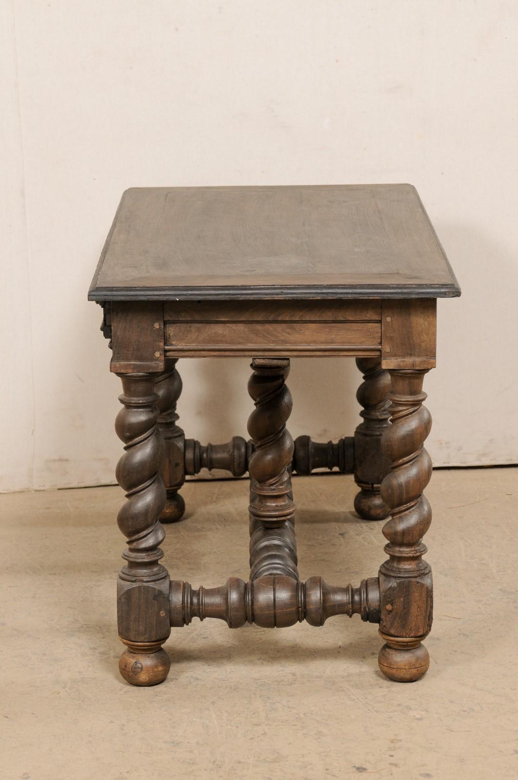 Italian Antique Table w/Single Drawer Raised on Boldly Carved Legs & Stretchers For Sale 4