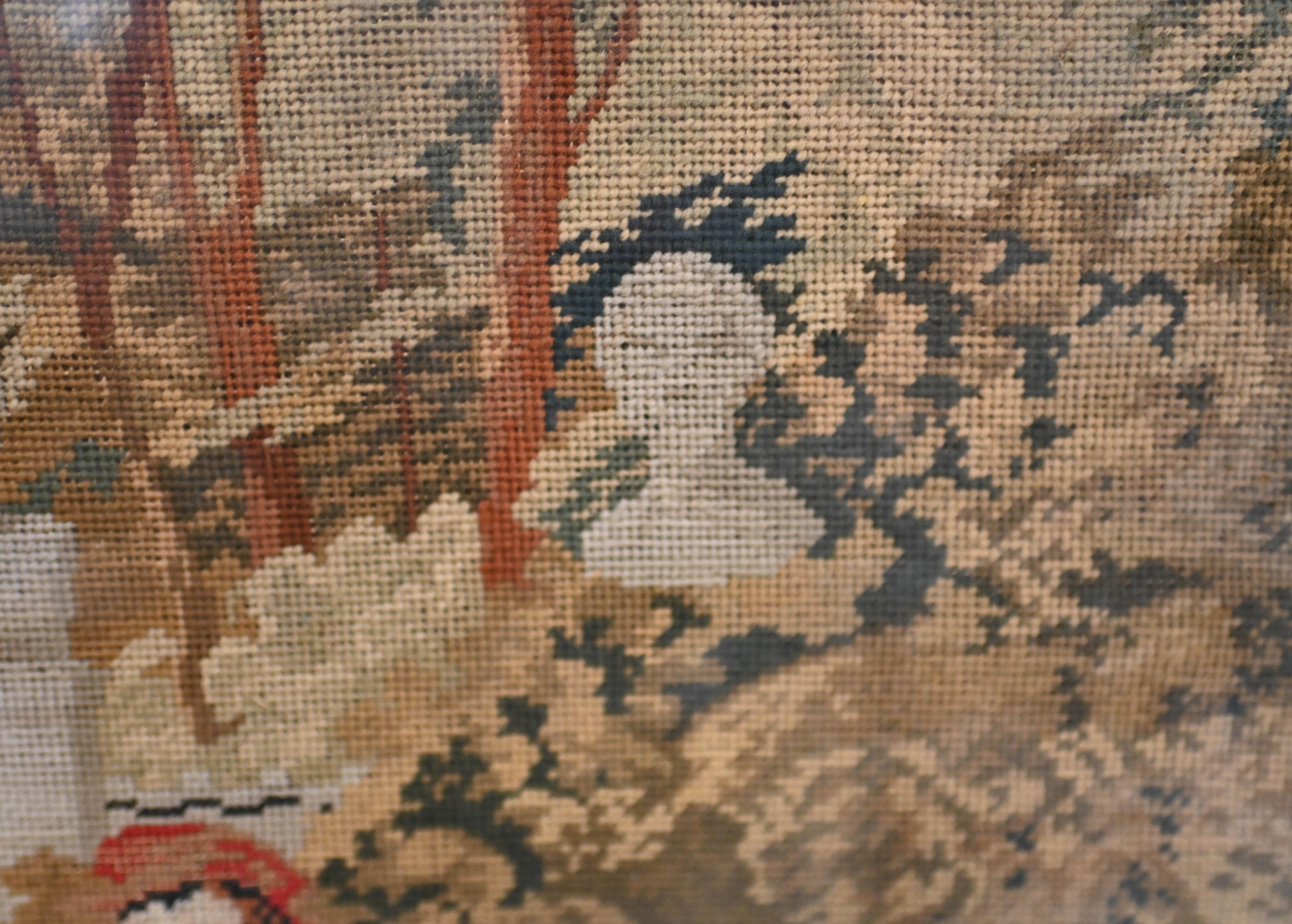 Italian Antique Tapestry Tuscan Nobleman Gilt Frame 1880 2