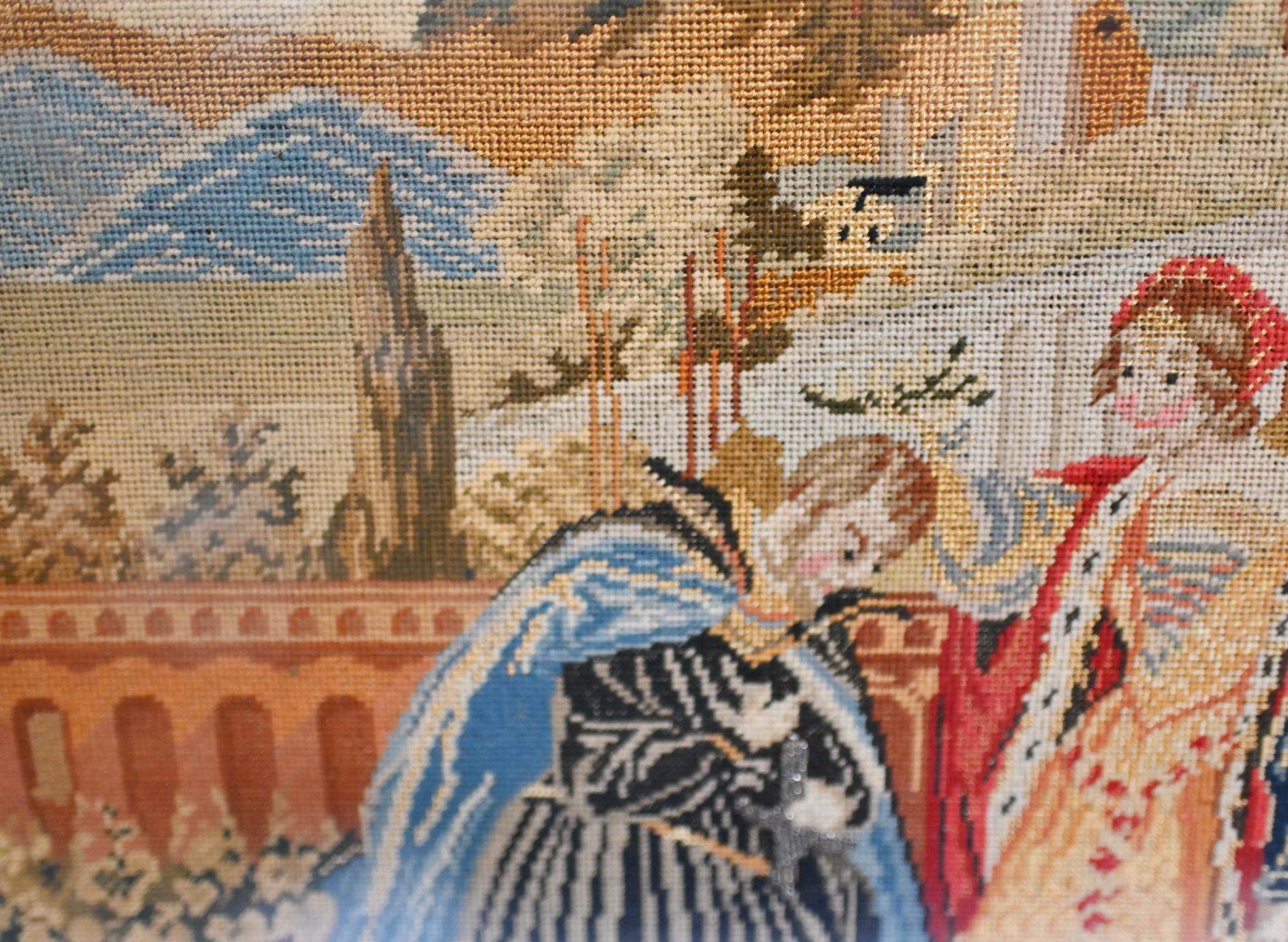 Italienischer antiker toskanischer Nobleman-Wandteppich mit vergoldetem Rahmen, 1880 im Angebot 2