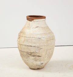 Italian Antique Terracotta Olive Oil Jar in White Painted Finish