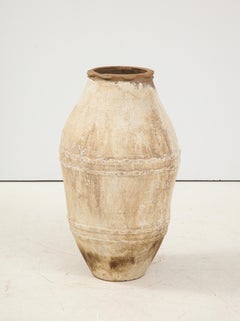 Italian Antique Terracotta Olive Oil Jar in White Painted Finish