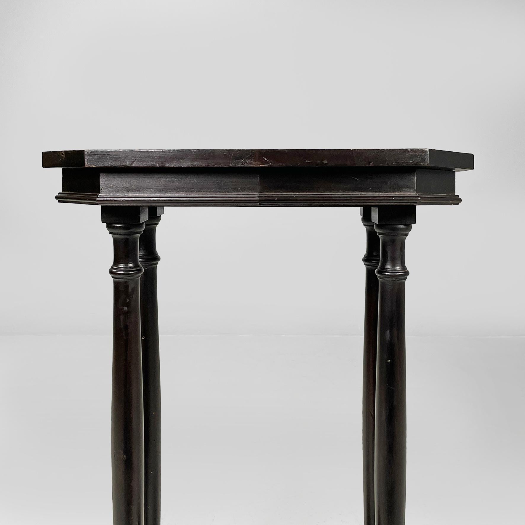 Consola o mesa de centro italiana antigua de madera torneada, finales del siglo XIX en venta 4