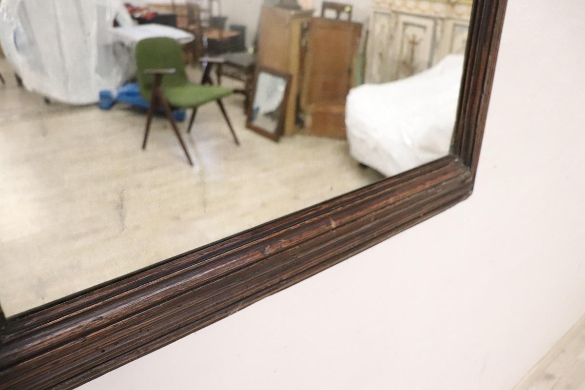 Late 19th Century Italian Antique Wall Mirror with Poplar Wood Frame For Sale
