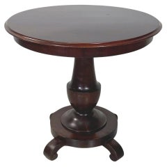 Italian antique walnut round and finely worked wood dining table, 1800s        
