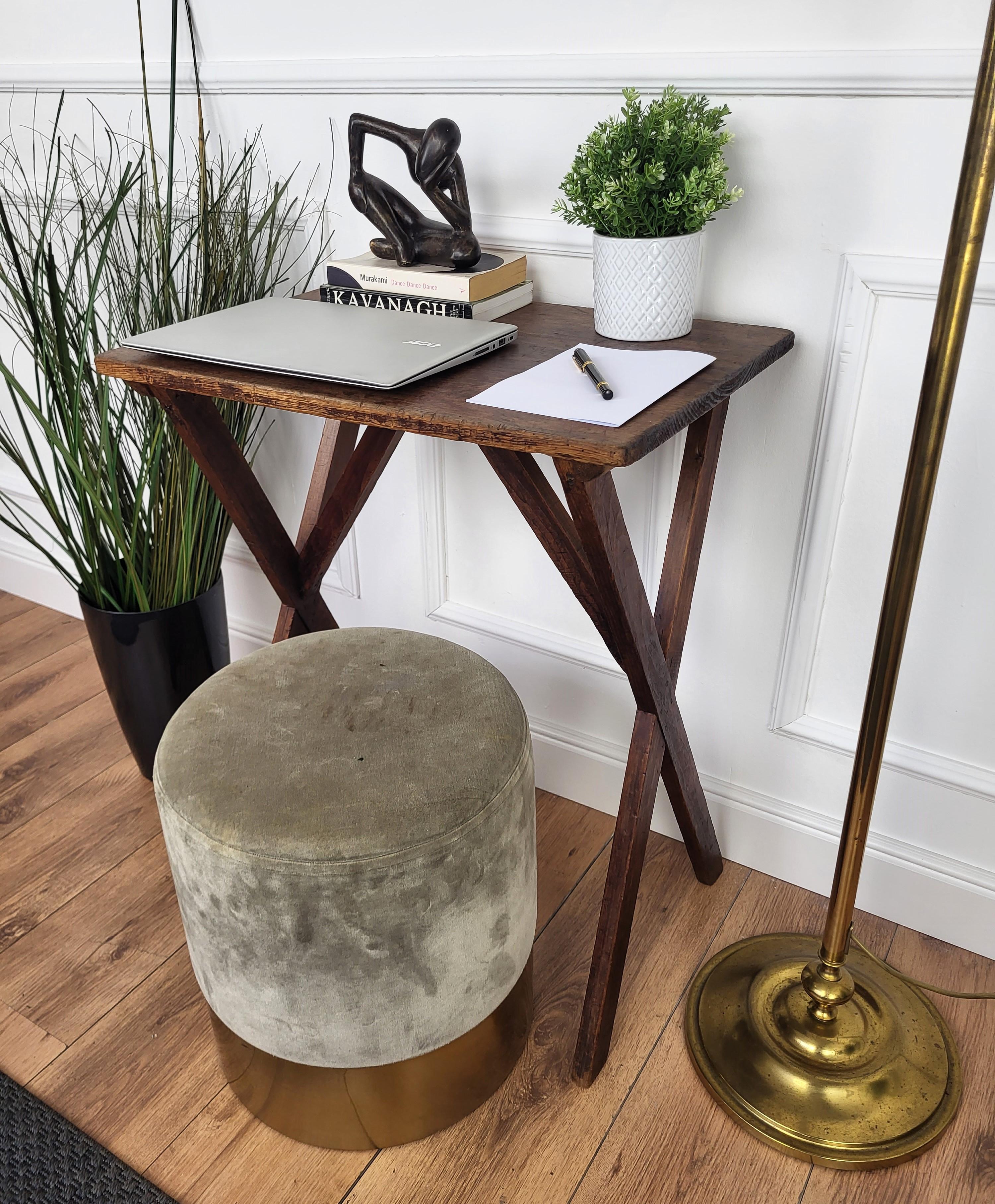 Italian Antique Walnut Rustic Small Console Table Desk Writing Table 1