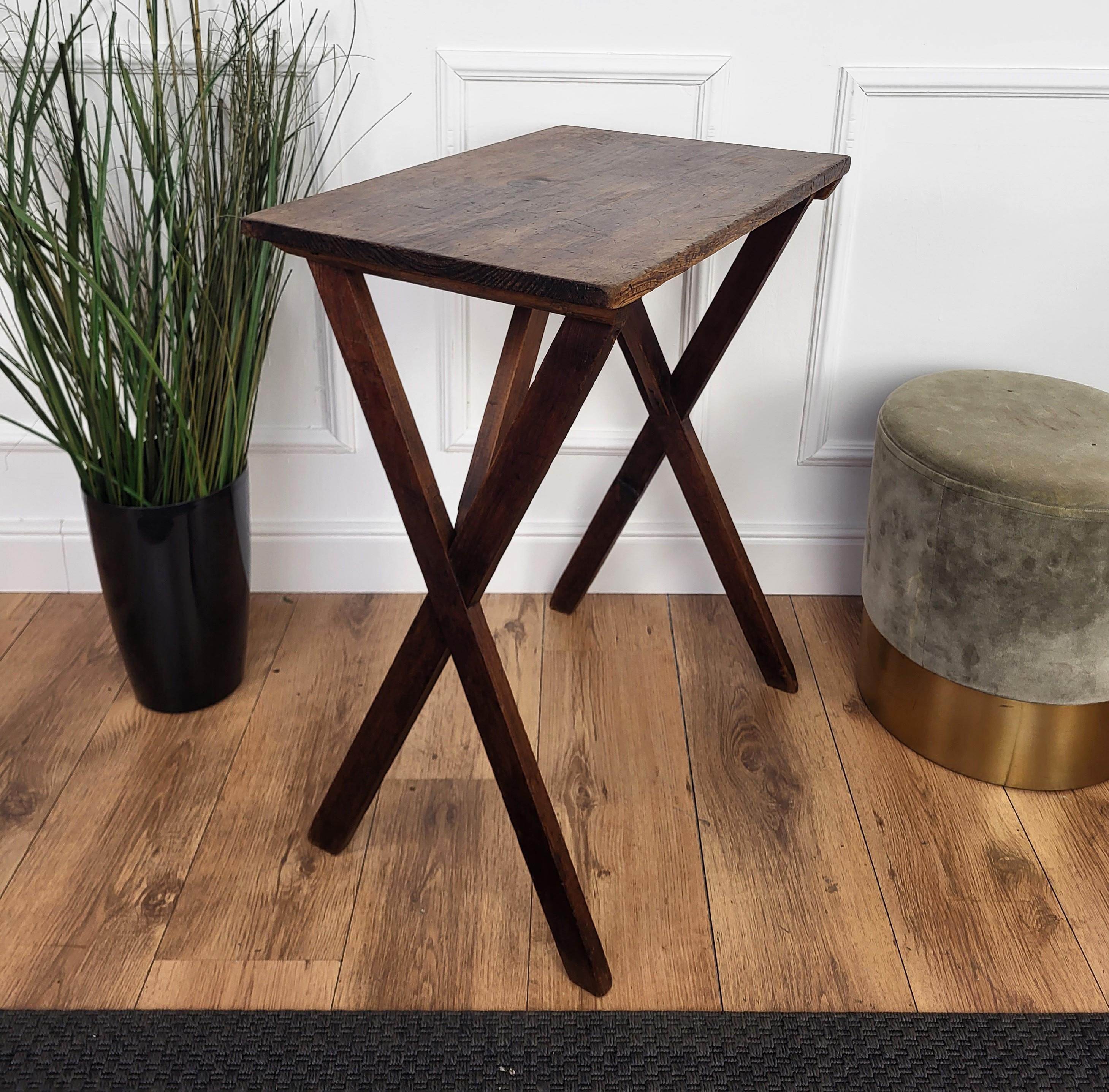 Italian Antique Walnut Rustic Small Console Table Desk Writing Table 2