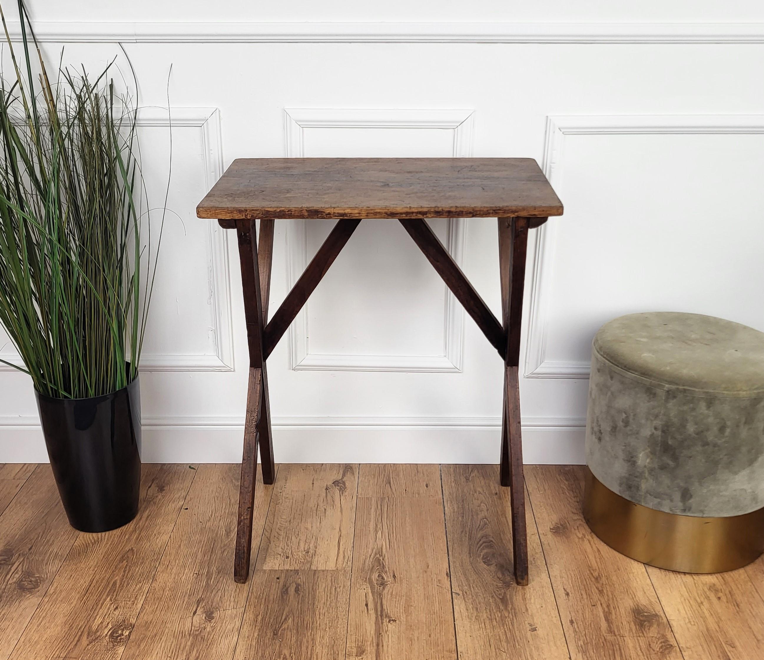 Italian Antique Walnut Rustic Small Console Table Desk Writing Table 3
