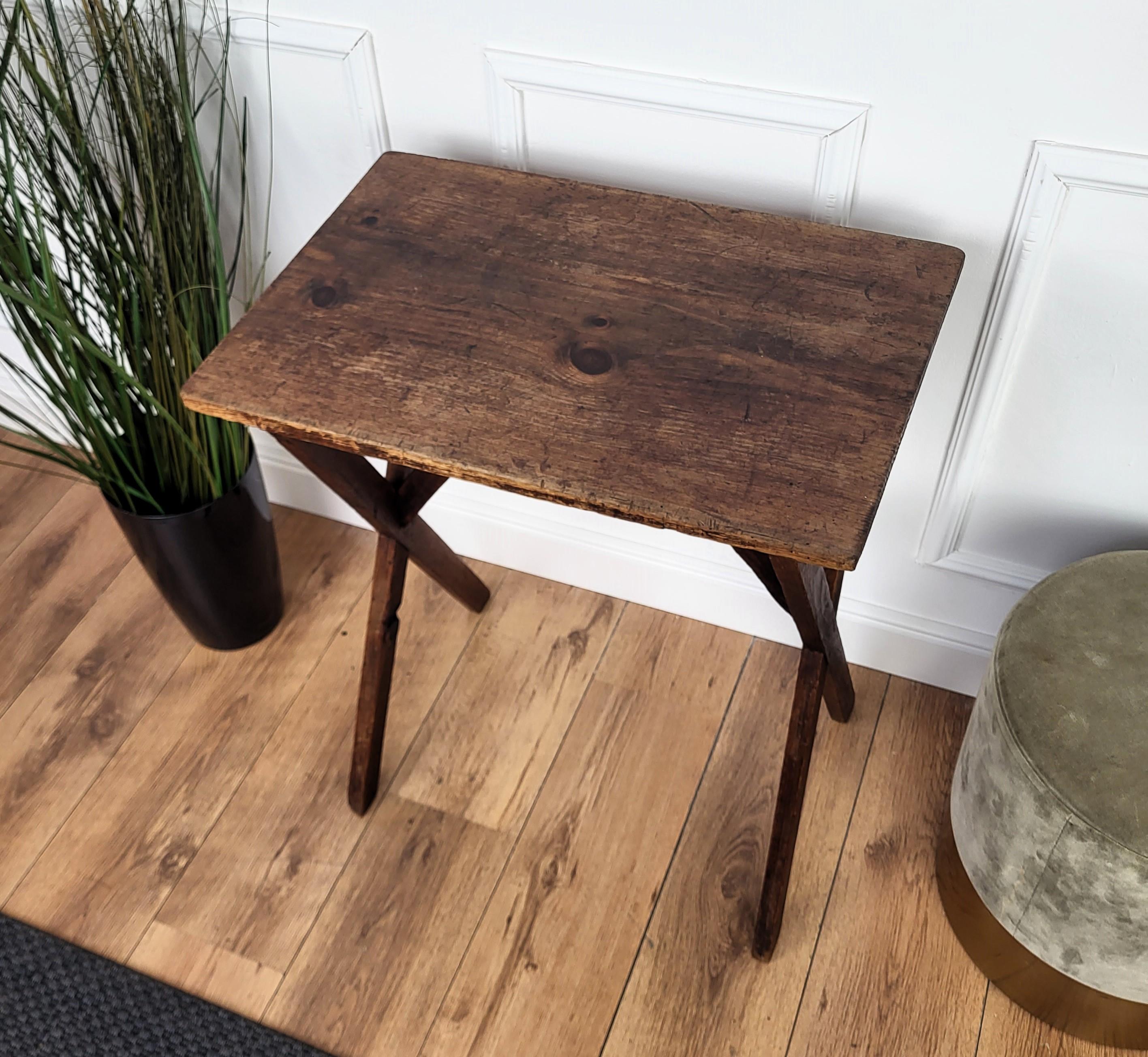 Italian Antique Walnut Rustic Small Console Table Desk Writing Table 4