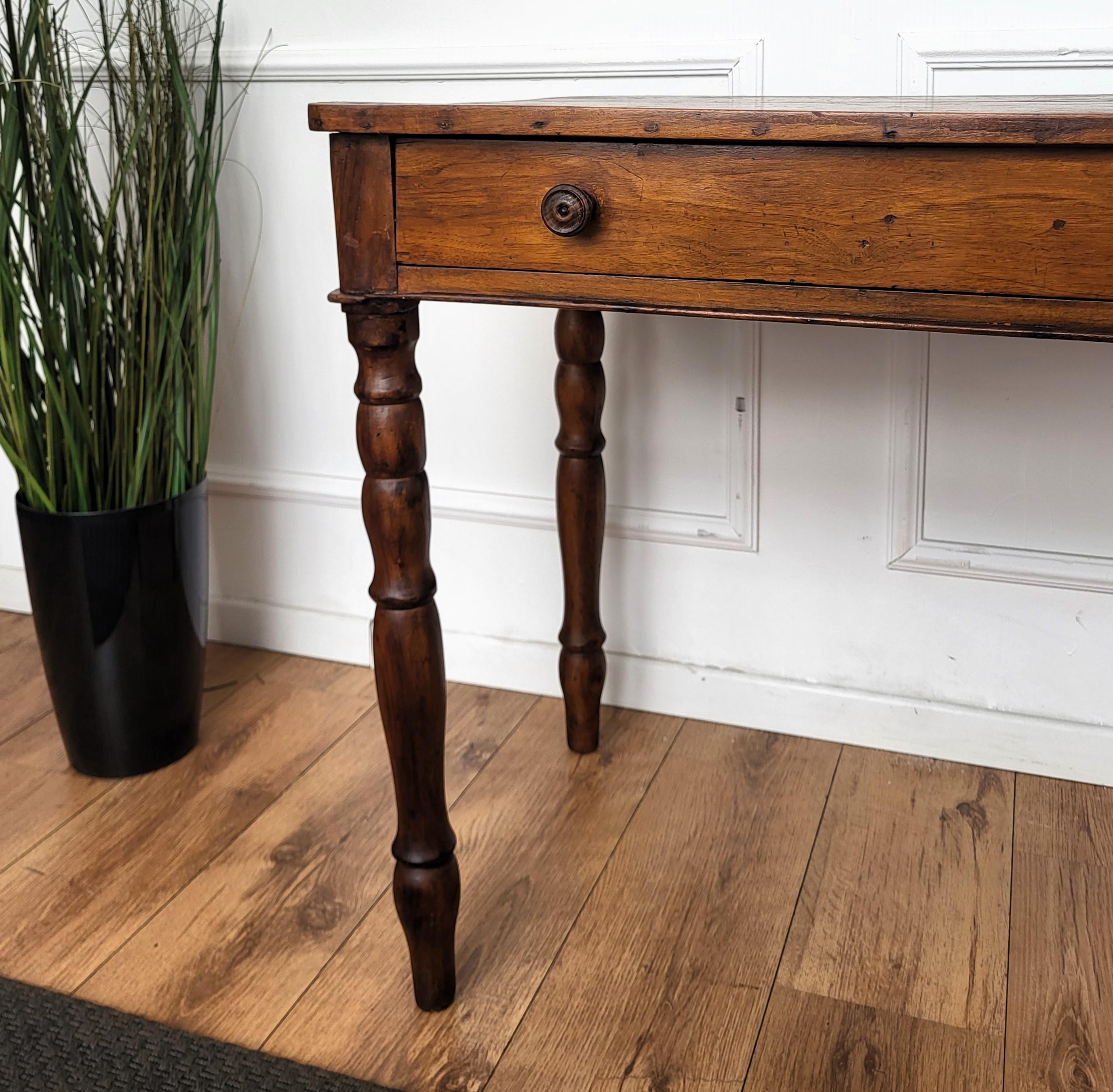 Wood Italian Antique Walnut Rustic Table Desk Writing Table