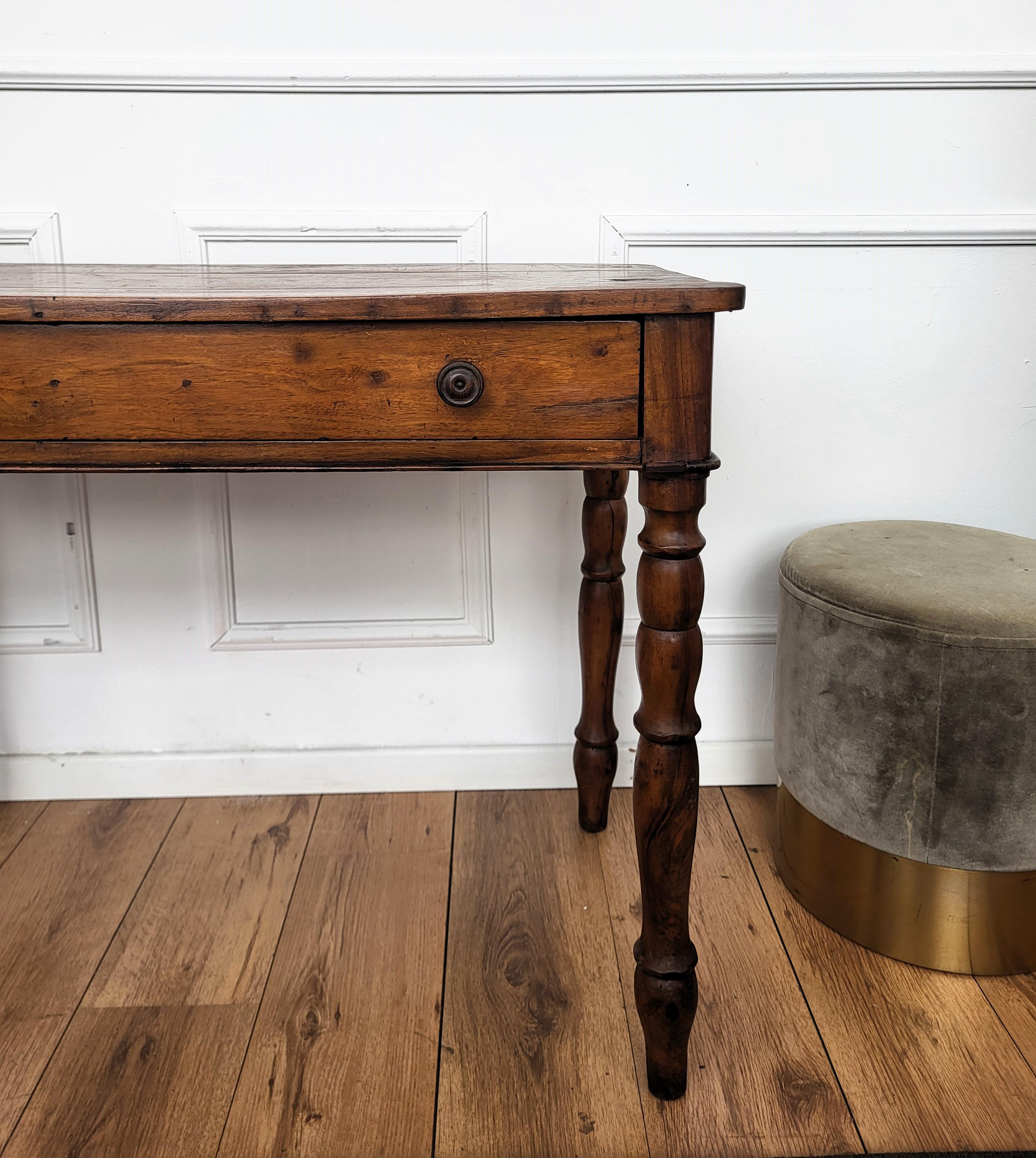Italian Antique Walnut Rustic Table Desk Writing Table 1