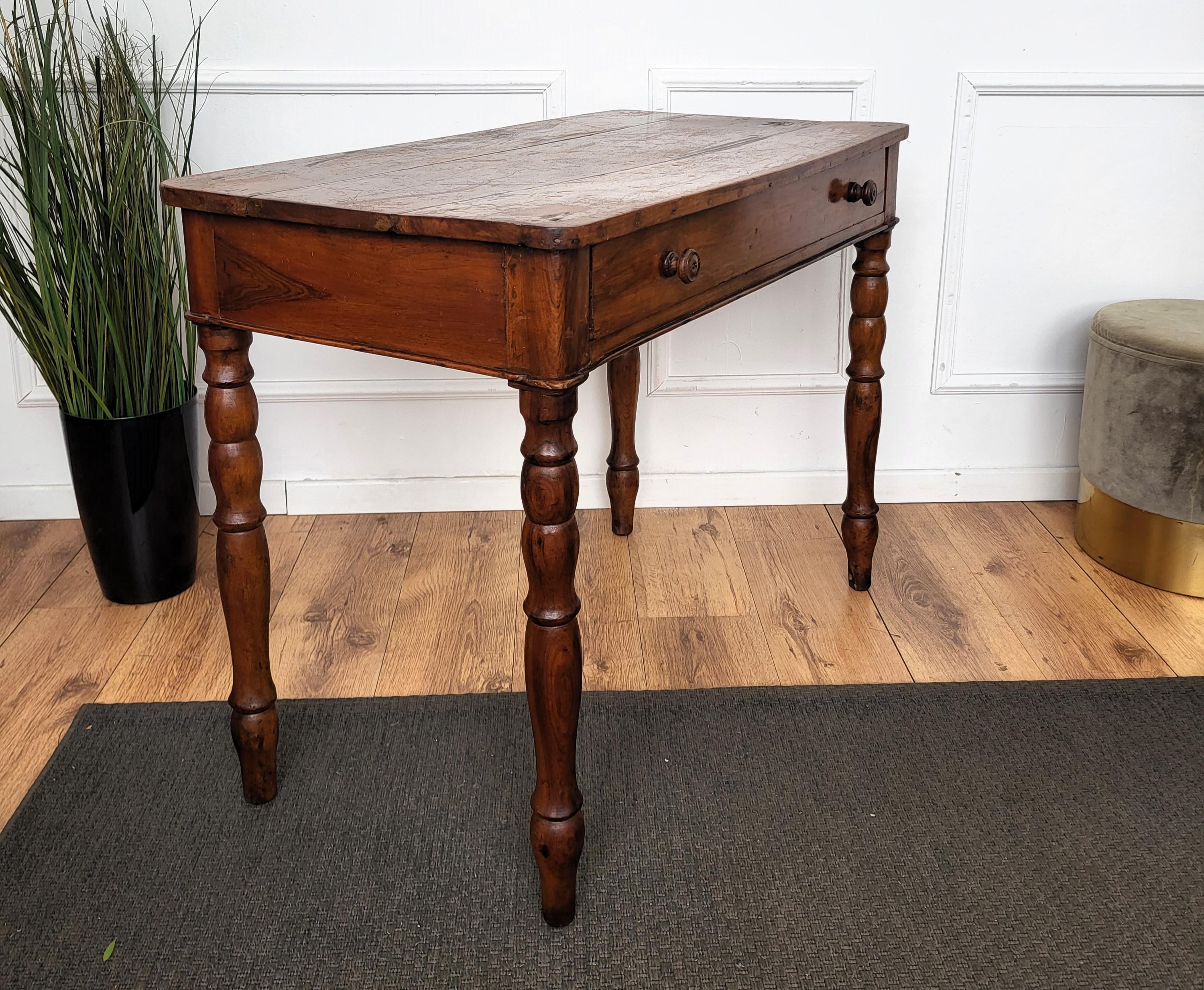 Italian Antique Walnut Rustic Table Desk Writing Table 3