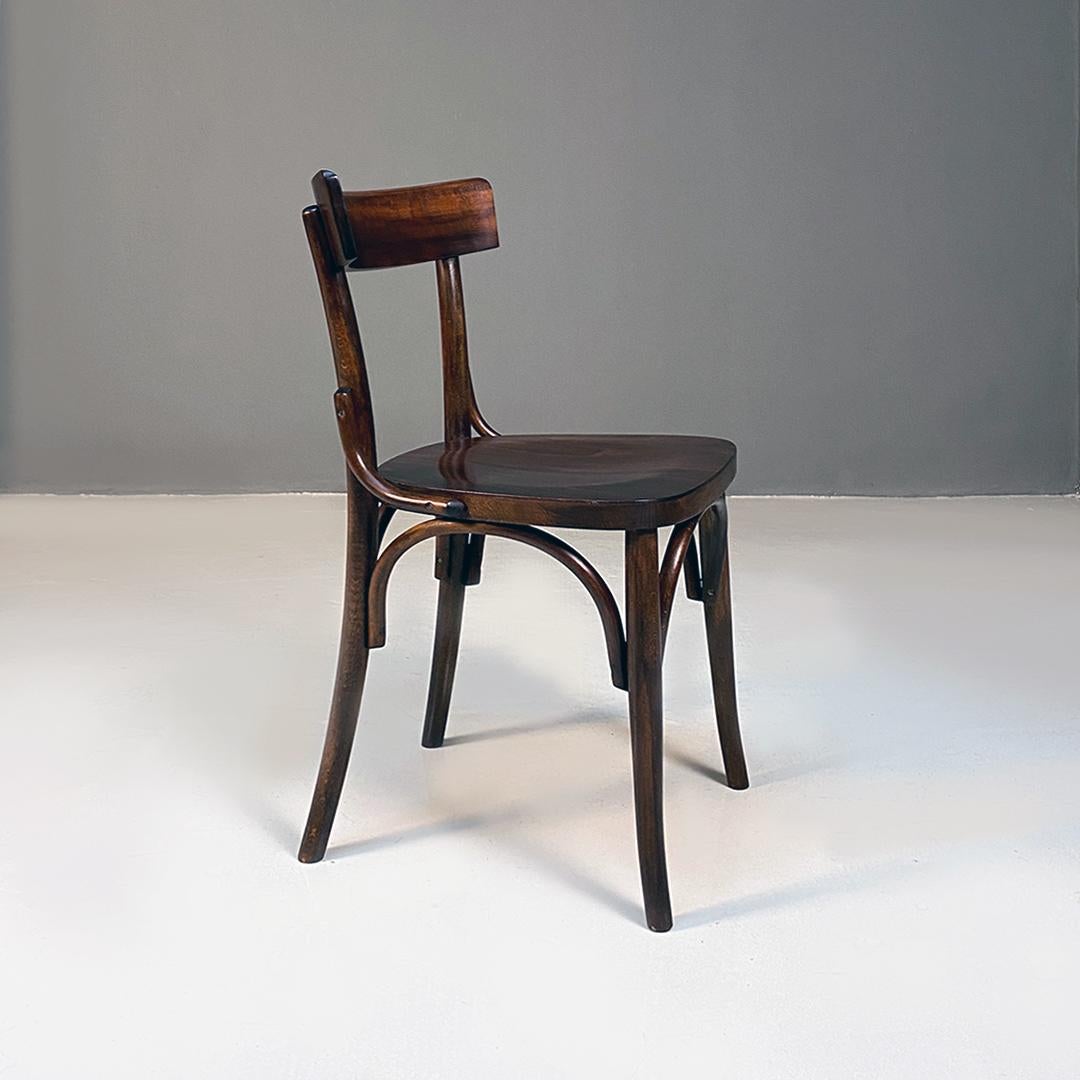 Italian Antique Walnut Wood Tavern Chair, Old Milan Style, 1930s In Good Condition In MIlano, IT