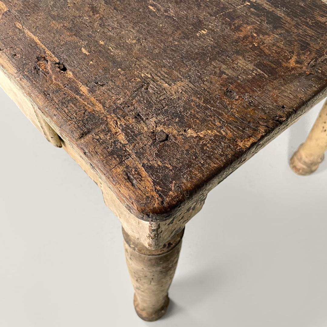 Ancienne table de salle à manger italienne en bois peint en blanc avec deux tiroirs, fin des années 1800 en vente 9