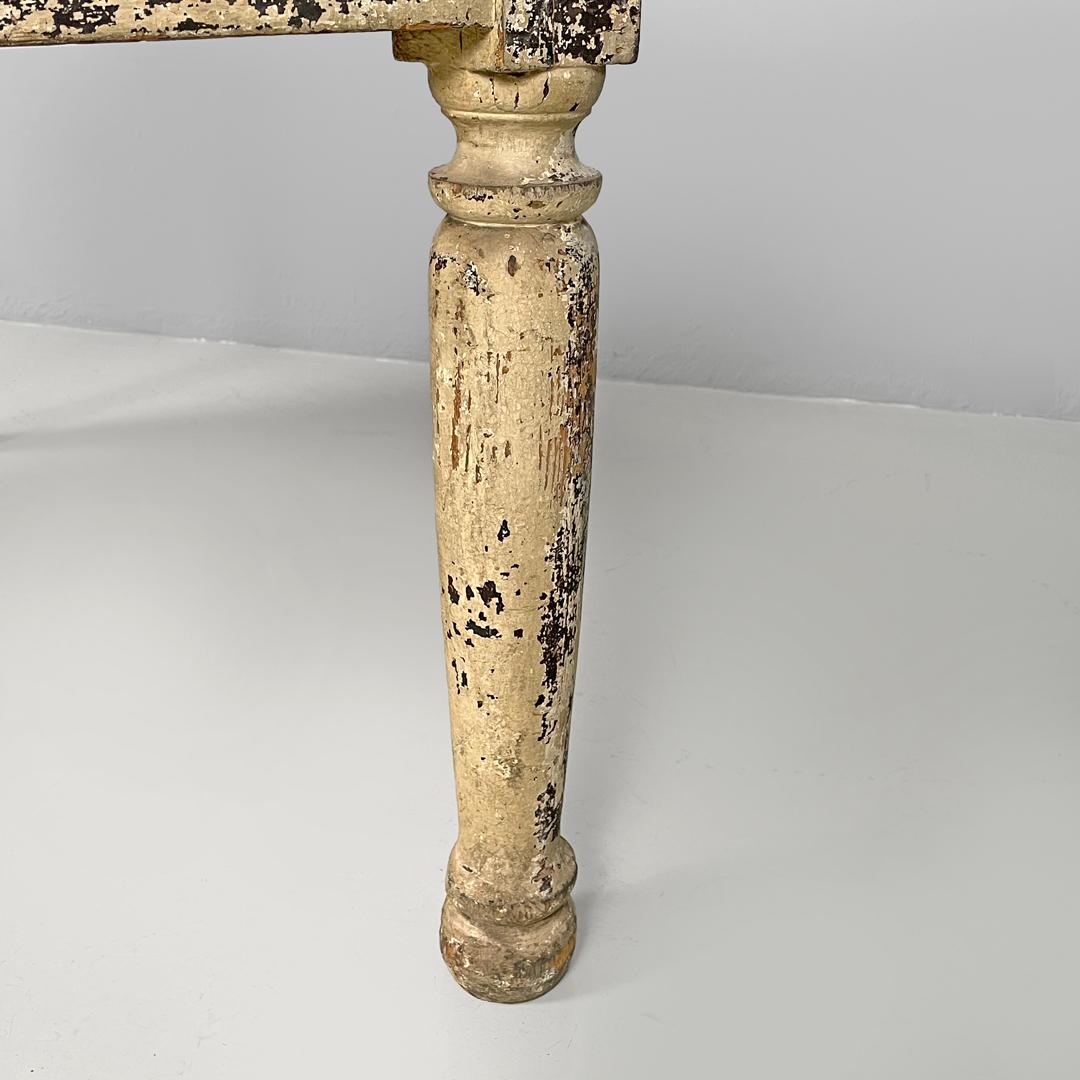 Ancienne table de salle à manger italienne en bois peint en blanc avec deux tiroirs, fin des années 1800 en vente 14