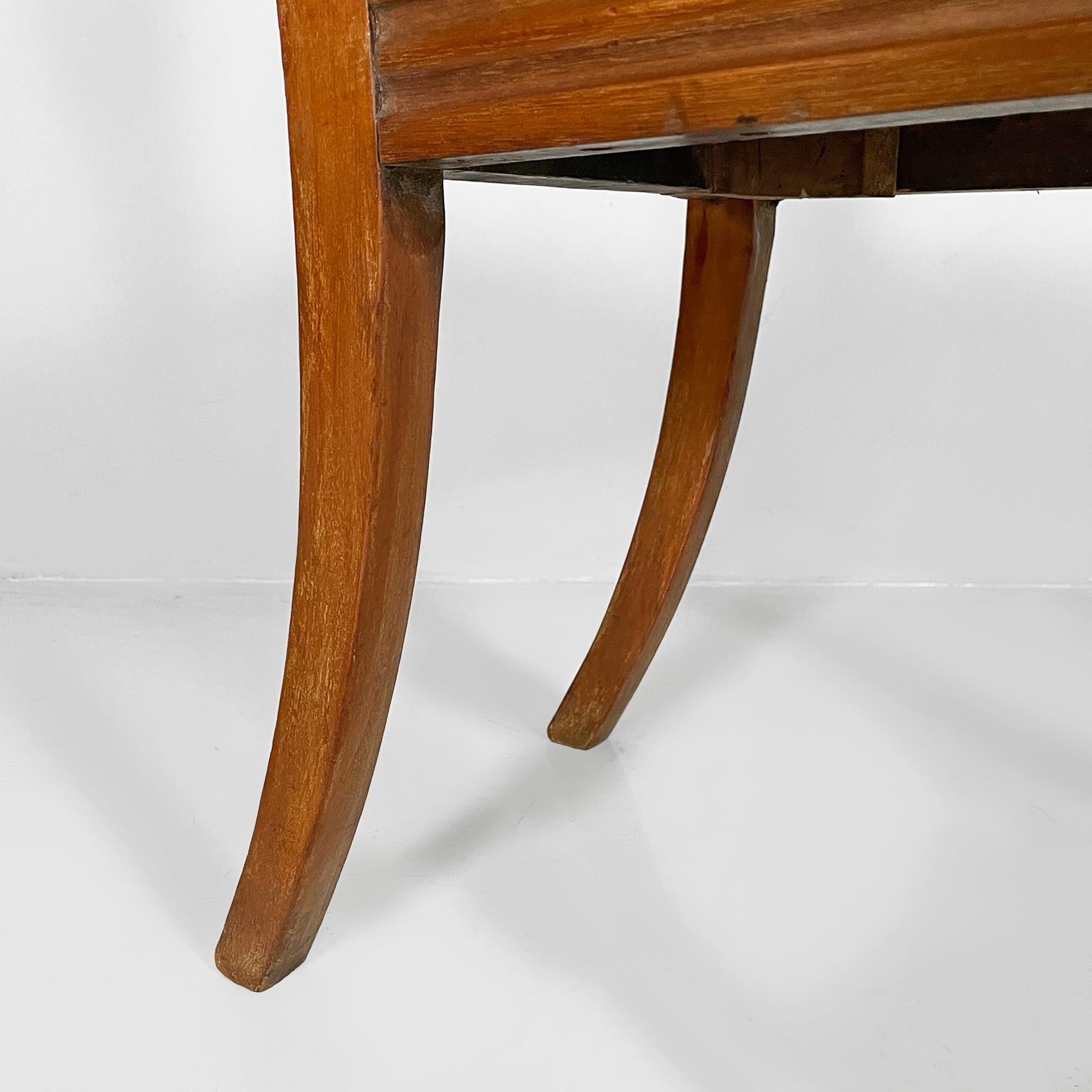 Romantic Italian antique wood and  colored striped silk chairs, 1850s For Sale