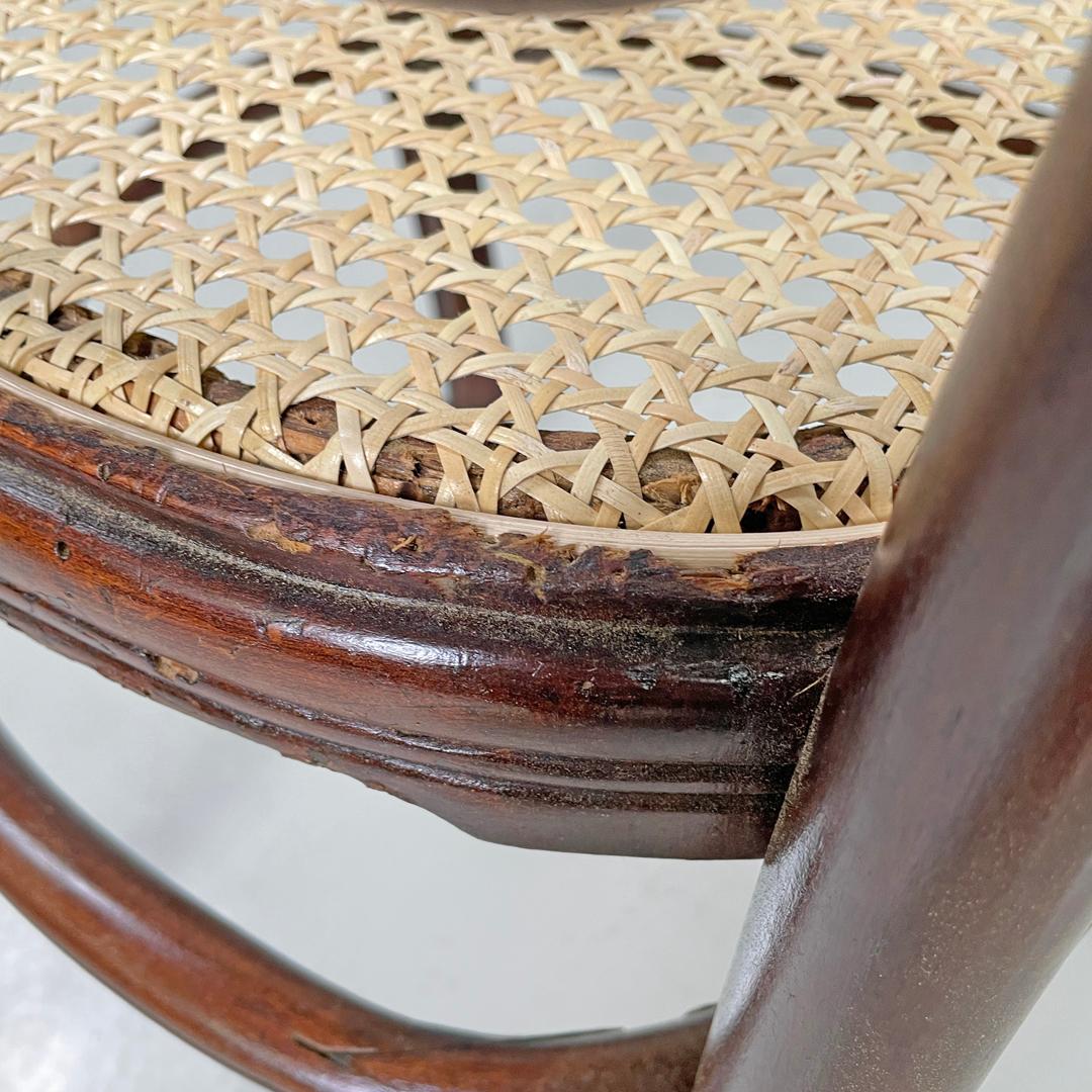 Italian antique wood and Vienna straw chairs with curl details, early 1900s For Sale 9