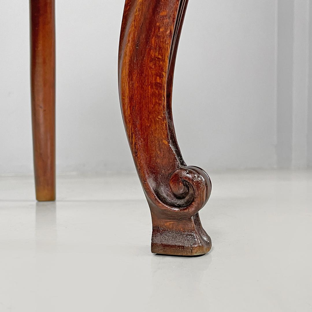 Italian antique wood and Vienna straw chairs with curl details, early 1900s For Sale 14