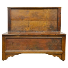 Italian Antique Wood Bench with Back