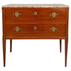 Italian Antique wood, brass and marble chest of drawers, 1900s