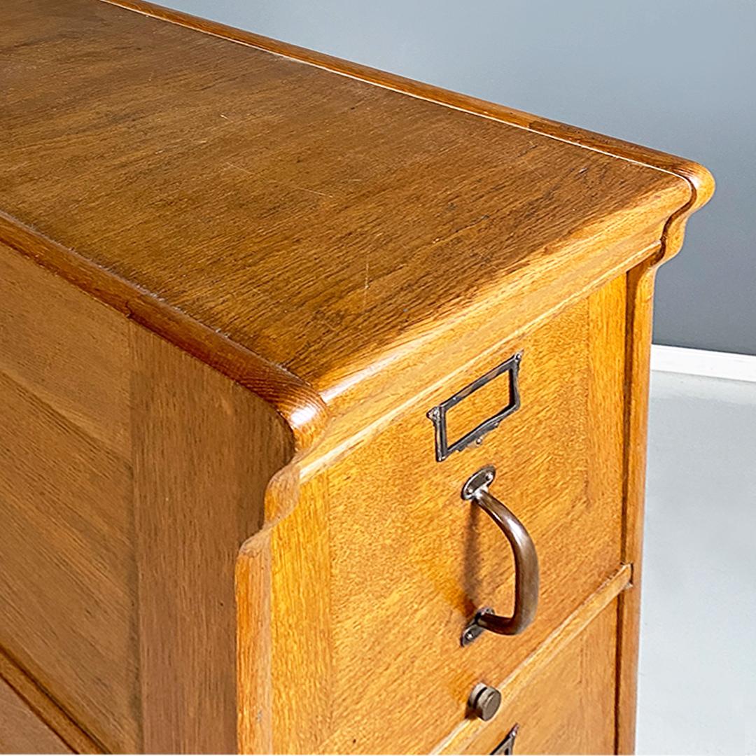 Italian Antique Wood Office Filing Cabinet with Three Drawers, 1930s at ...