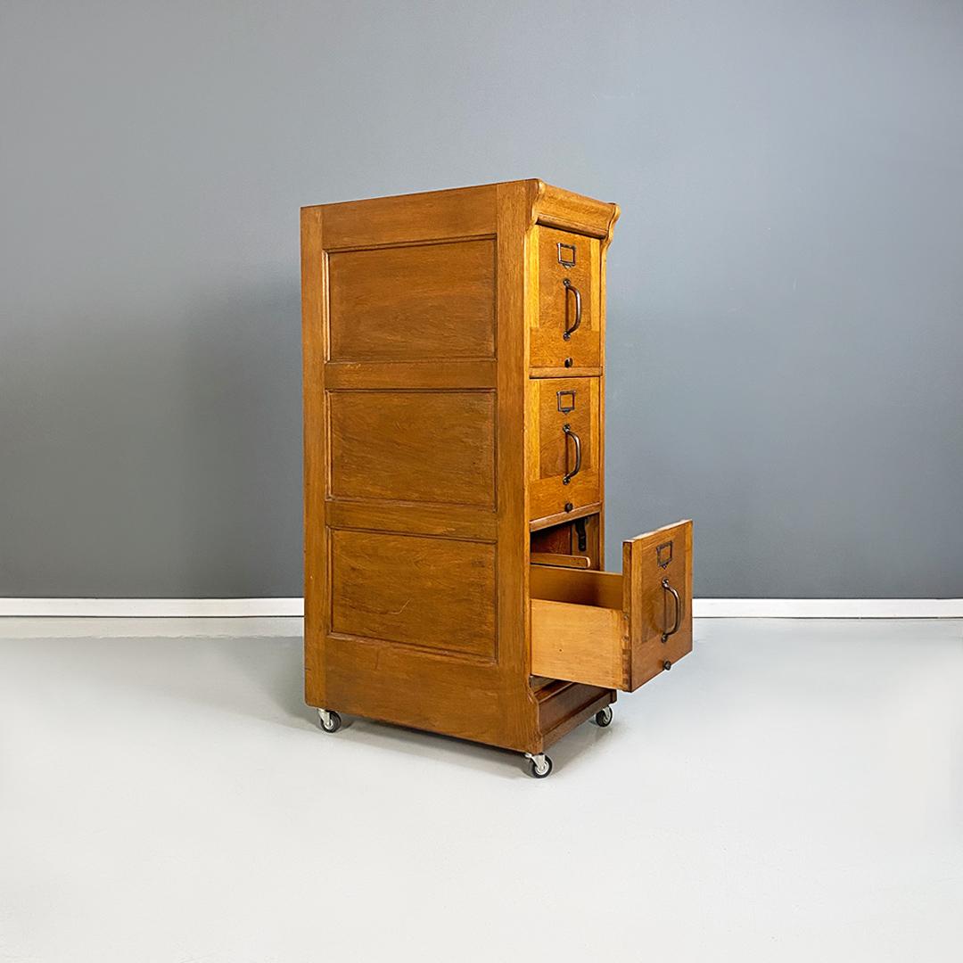 Italian Antique Wood Office Filing Cabinet with Three Drawers, 1930s at ...