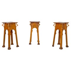 Italian antique wood pedestals with curved profiles and decorations, early 1900s