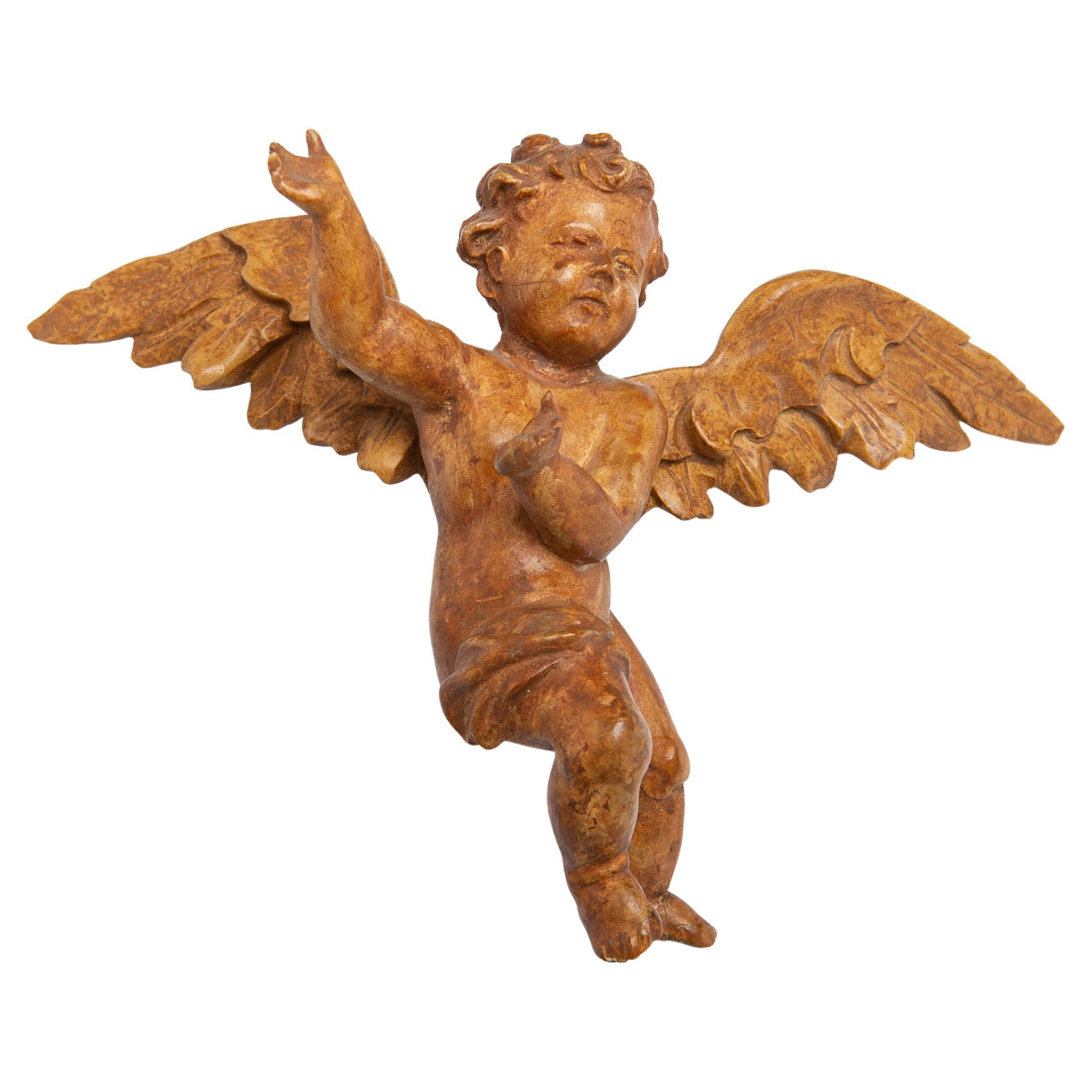 Italian Antique Wooden Angel For Sale