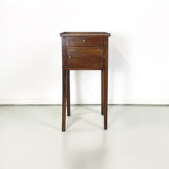 Italian antique Wooden bedside table with brass handle, early 1900s