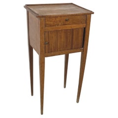 Italian Used Wooden bedside table with brass handle, early 1900s