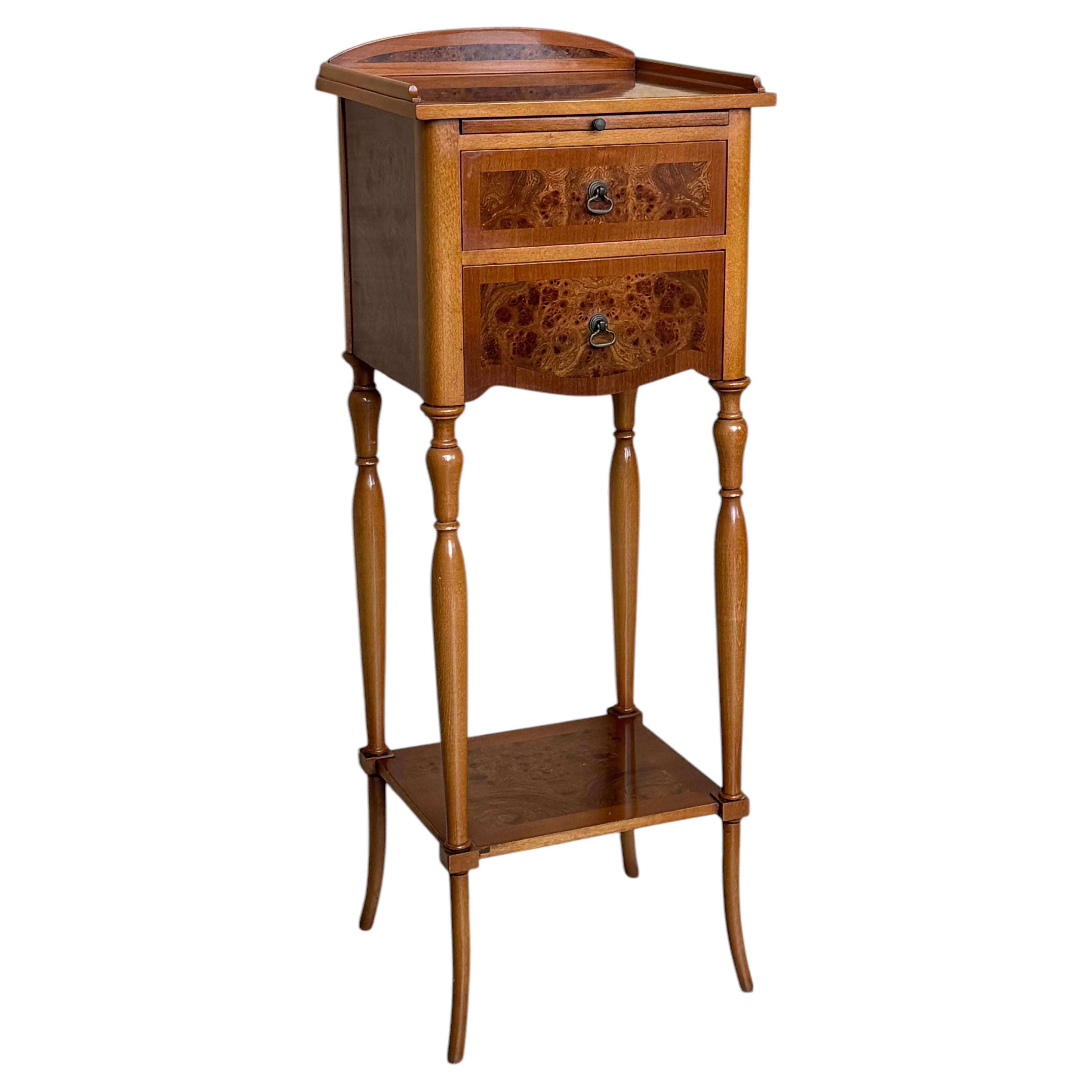Italian Antique Wooden Bedside Table With Hidden Tray, Early 1900s For Sale