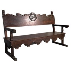 Italian antique wooden bench, 1820s
