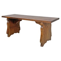 Italian antique wooden bench with decorated legs, 1800s