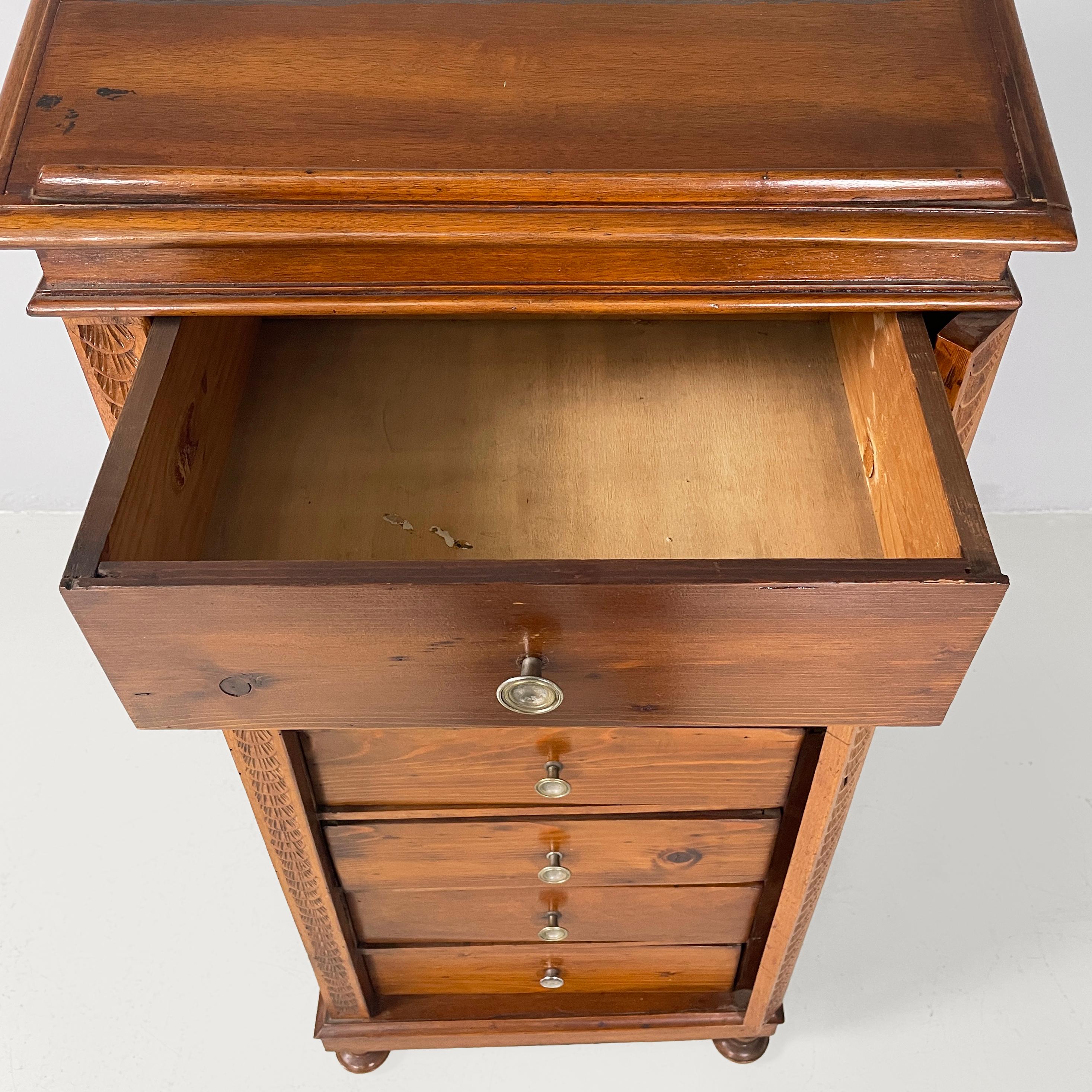 Italian antique wooden chest of drawers with bookstand, 1800s For Sale 7