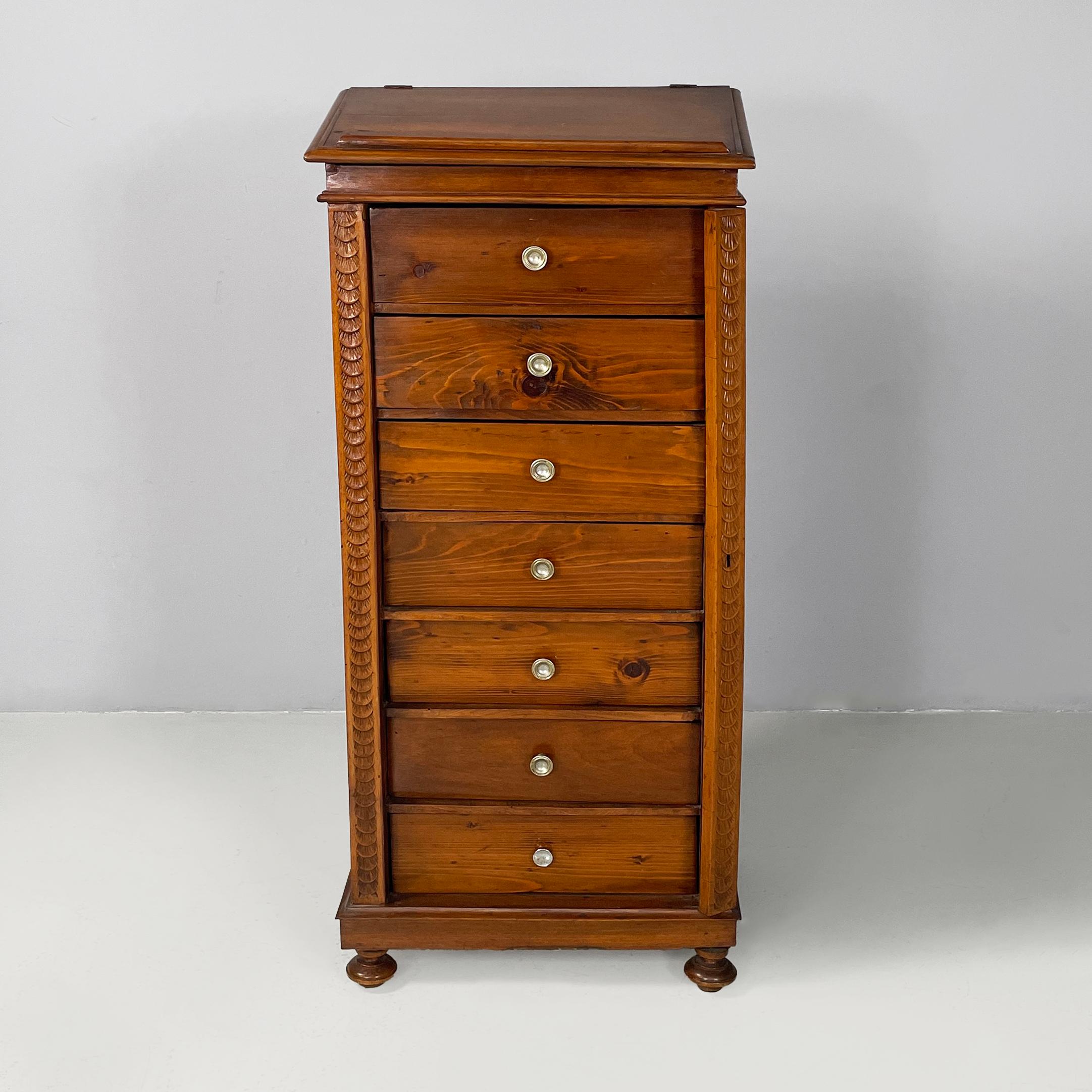 19th Century Italian antique wooden chest of drawers with bookstand, 1800s For Sale