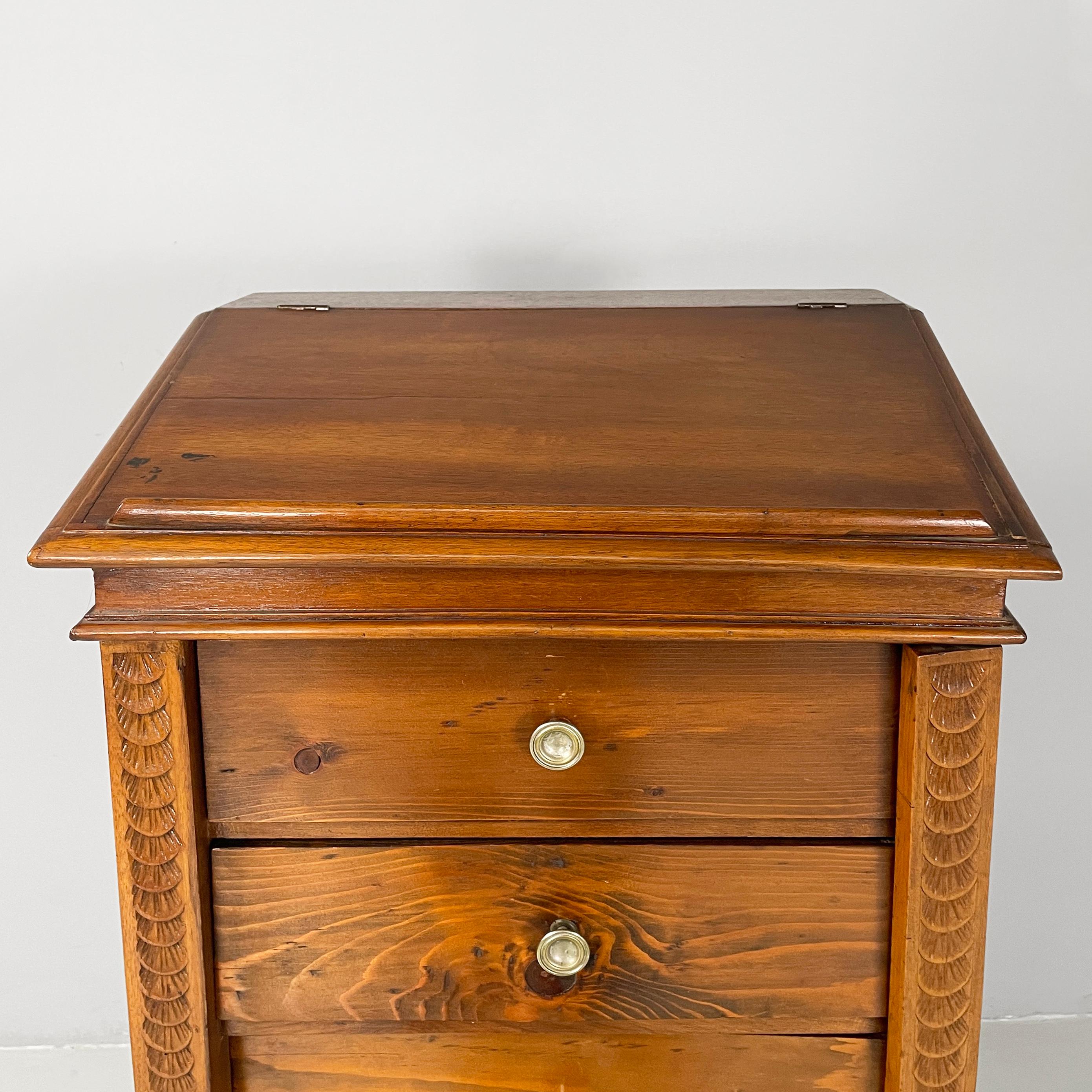 Italian antique wooden chest of drawers with bookstand, 1800s For Sale 2