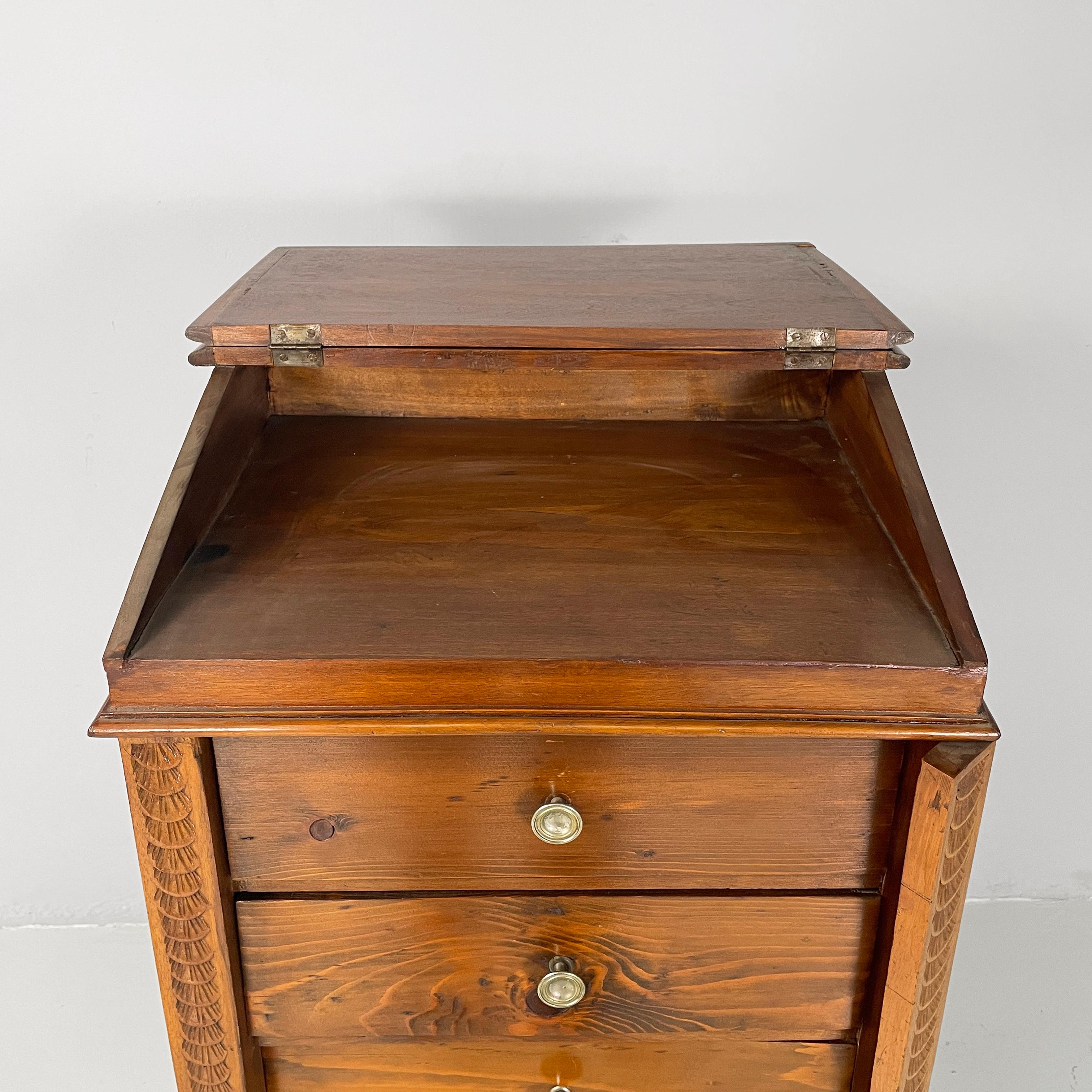 Italian antique wooden chest of drawers with bookstand, 1800s For Sale 3