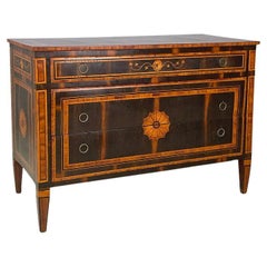 Italian antique wooden chest of drawers with inlay decorations, early 1800s