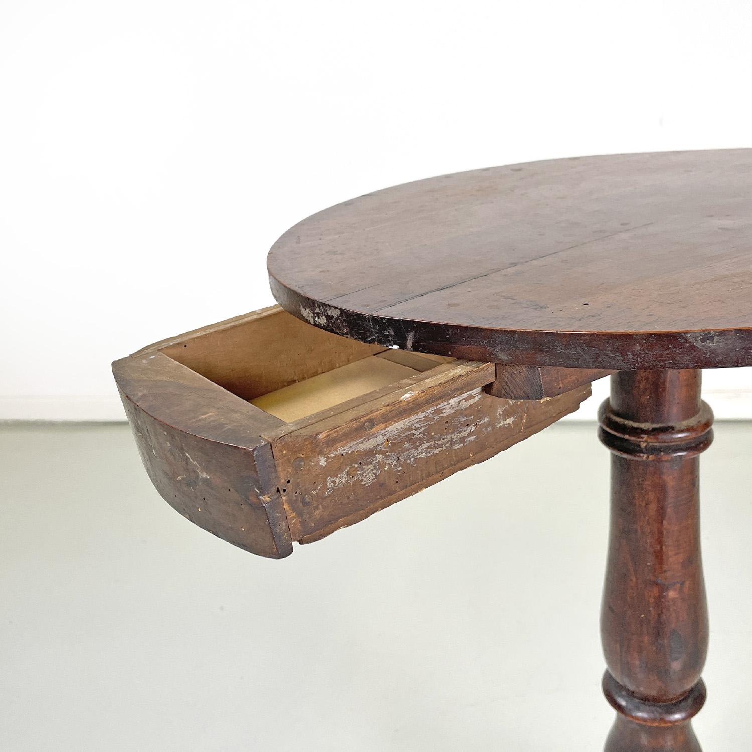 Italian antique wooden coffee table with two drawers, late 1800s For Sale 8