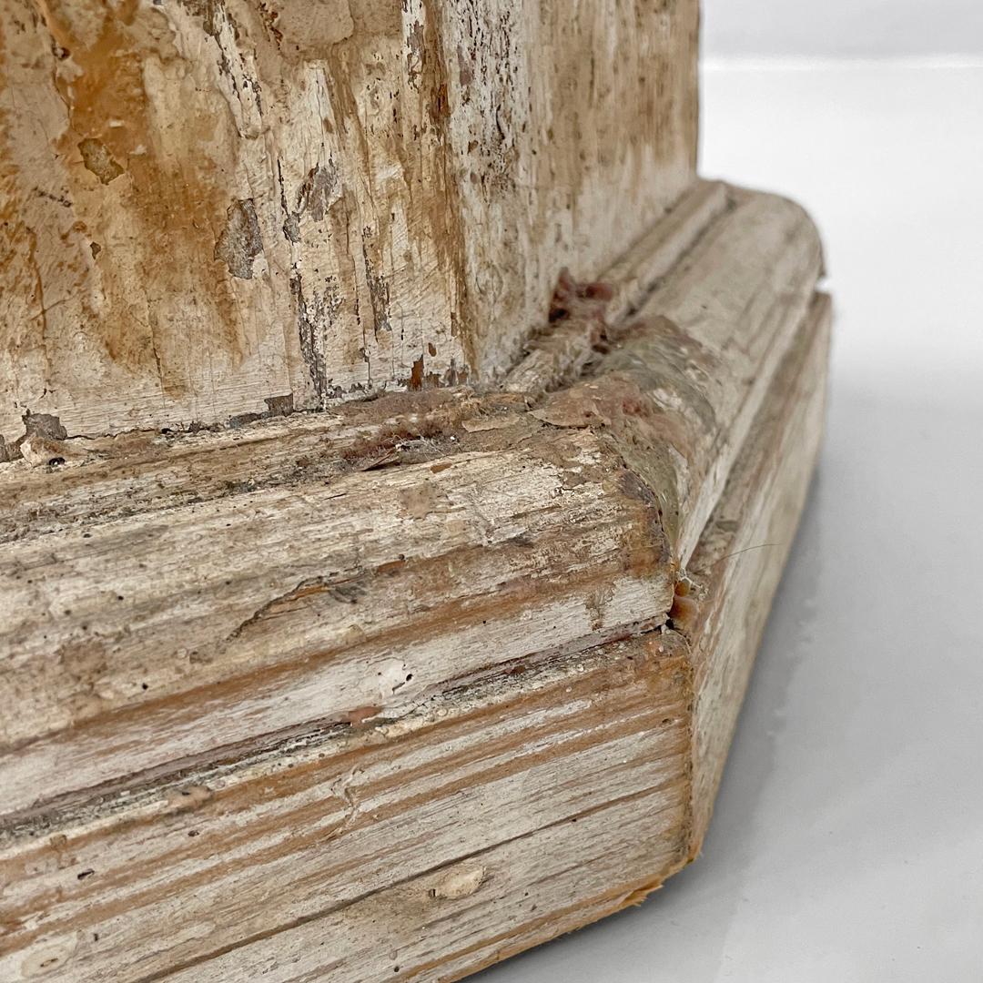 Italian antique wooden column or pedestal with an octagonal base, early 1900s 11