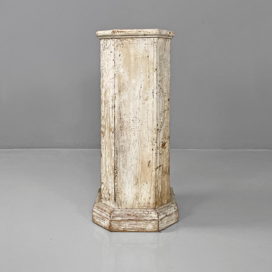 Italian antique wooden column or pedestal with an octagonal base, early 1900s 2