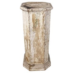 Italian antique wooden column or pedestal with an octagonal base, early 1900s
