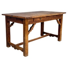 Italian antique wooden dining table or desk with drawer, early 1900s