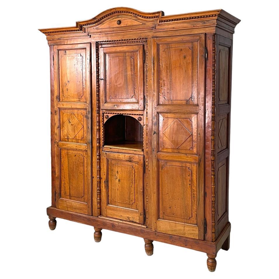 Italian antique wooden kitchen cupboard with decorations 1800s For Sale at 1stDibs